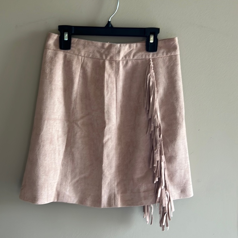 Brittany aldean suede fringe skirt pink